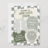 Eén Cool Vent Retro Dambord 1e Verjaardag Kaart (Voorkant)