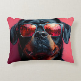 Een coole rottweiler met een zonnebril accent kussen