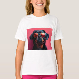 Een coole rottweiler met een zonnebril t-shirt