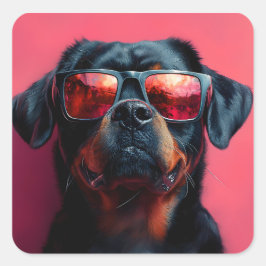 Een coole rottweiler met een zonnebril vierkante sticker