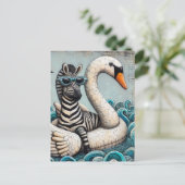 Een coole Zebra Blue zonnebril op een drijvende zw Briefkaart (Staand voorkant)