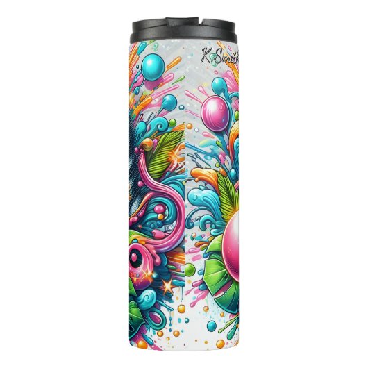 Een coole Zebra met een kleurrijke zonnebril Thermosbeker (Achterkant)