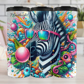Een coole Zebra met een kleurrijke zonnebril Thermosbeker