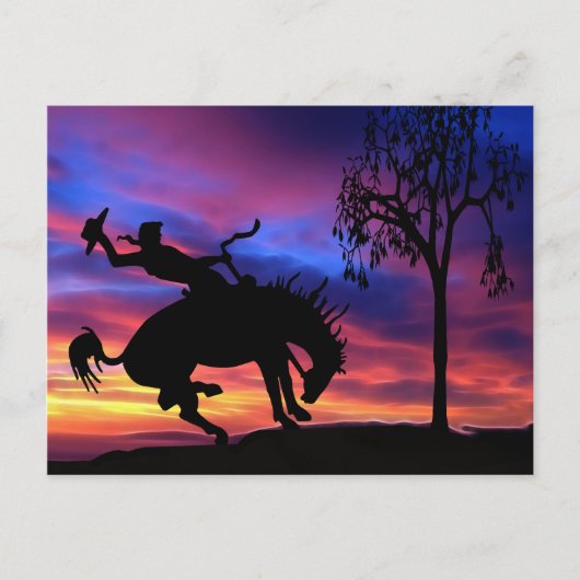 Een cowboy silhouette bij zonsondergang briefkaart (Voorkant)