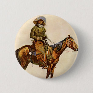 Een cowboy uit Arizona van Remington, Vintage West Ronde Button 5,7 Cm