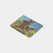 Een cowboy zwaait een lasso uit horseback post-it® notes (Schuin)