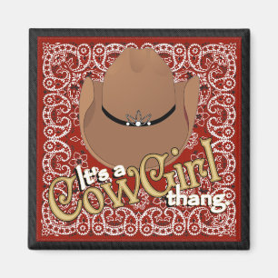 Een Cowgirl Thang Red Bandana Magnet Magneet