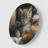 Een Cozy Corner Tabby Kitten Grote Klok (Hoek)