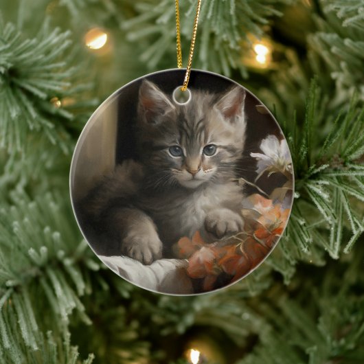 Een Cozy Corner Tabby Kitten Keramisch Ornament (Boom)