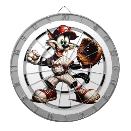 Een Crazy Cat Baseball Pitcher Regulation Dartbord (Voorkant)