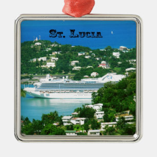 Een cruiseschip aangelegd op Saint Lucia Metalen Ornament