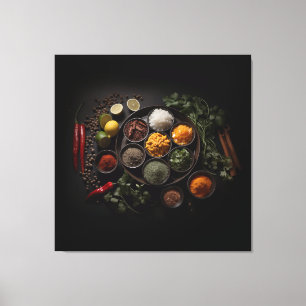 Een Culinair Canvas Kruiden in Bowls Fotorealisme Afdruk