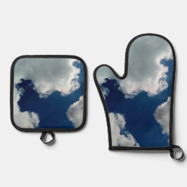 Een curve in de wolken ovenwant & pannenlap set