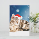 Een Cute Cat met een rode kerstkerstkleed Briefpapier (Staand voorkant)