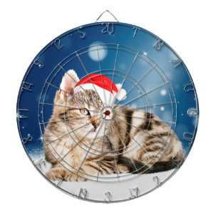 Een Cute Cat met een rode kerstkerstkleed Dartbord