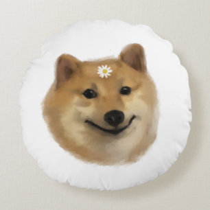 Een Cute Cheems Shiba Inu Round Pillow Rond Kussen