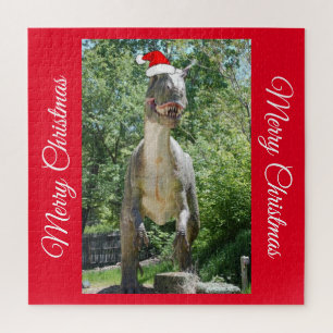 Een Cute Dinosaur met een Pet voor de kerstman Legpuzzel
