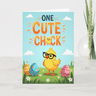Eén Cute Kuiken Gelukkige Lente Kaart