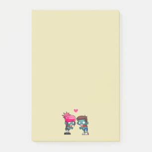 Een Cute Zombie Couple in Love Illustration Post-it® Notes