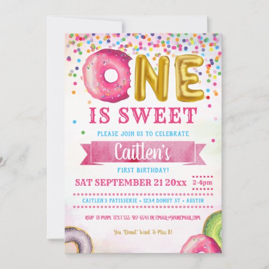 Een daarvan is Sweet Donut eerste verjaardag Confe Kaart (Voorkant)