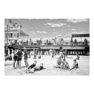 Een dag bij Atlantic City Beach en Boardwalk 1904 Foto Afdruk