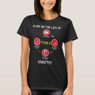 Een dag in de levenscyclus van diabetes type 1 t-shirt