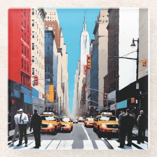 Een dag in de stad glazen onderzetter (Voorkant)