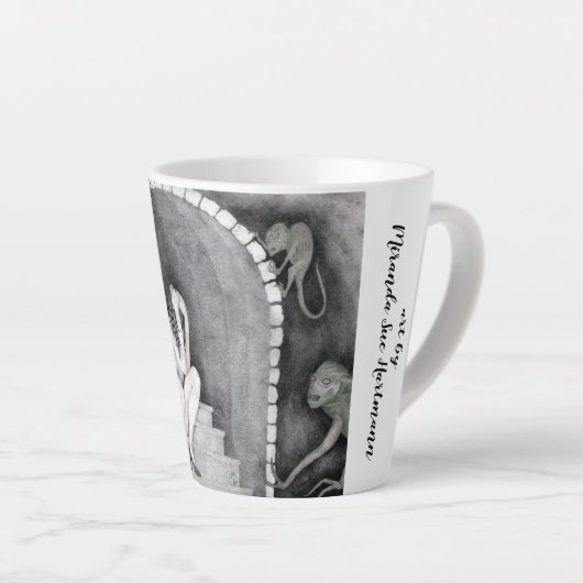 "Een dag met haar demonen" Latte Mok (Rechterhoek)