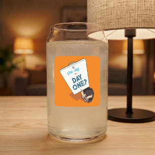 Één dag of dag één? Motiverende egel cartoon Blikvorm Glas