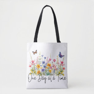 Een dag op een tijd Inspirerend Quote Wildflowers Draagtas