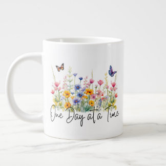Een dag op een tijd Inspirerend Quote Wildflowers Extra Grote Beker