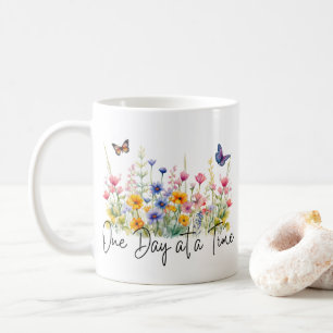 Een dag op een tijd Inspirerend Quote Wildflowers Koffiemok