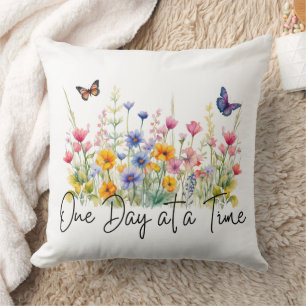 Een dag op een tijd Inspirerend Quote Wildflowers Kussen