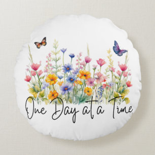 Een dag op een tijd Inspirerend Quote Wildflowers Rond Kussen