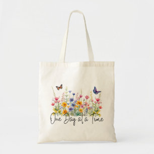 Een dag op een tijd Inspirerend Quote Wildflowers Tote Bag