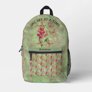Eén Dag Op Een Tijd Vlinder Bloem Inspirerend Bedrukte Rugzak