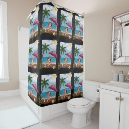 Een dag op het strand Shower Curtain Douchegordijn