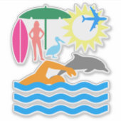 Een dag op het strand sticker (Voorkant)