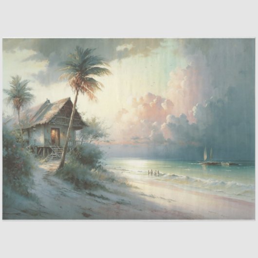 Een dag op het strand tissuepapier (Voorkant)