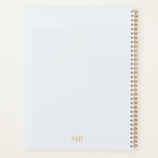 Eén dag per keer | Monogram blauw en goud Planner (Achterkant)