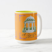 Een dag van twee harten oranje tweekleurige koffiemok (Voorkant rechts)