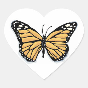 Een Dainty Monarch Butterfly Weduwharten Hart Sticker