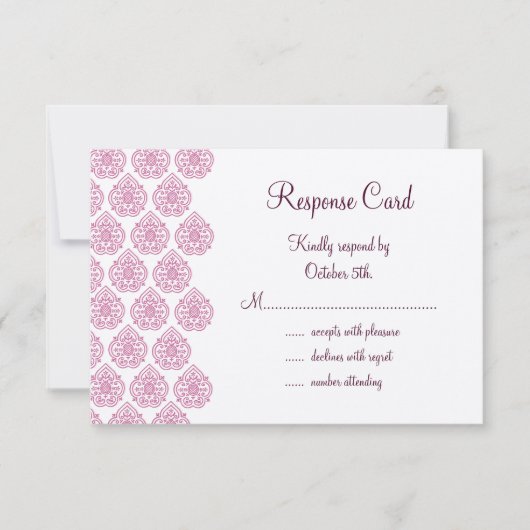 Een  Damask RSVP roze/gebroken wit (Voorkant)
