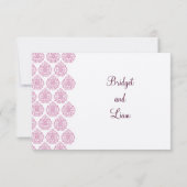 Een  Damask RSVP roze/gebroken wit (Achterkant)