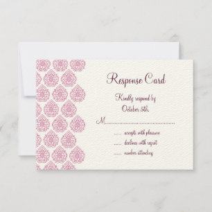 Een Damask RSVP roze/gebroken wit Kaartje