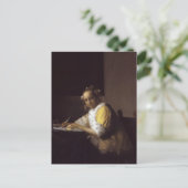 Een dame die schrijft briefkaart (Staand voorkant)