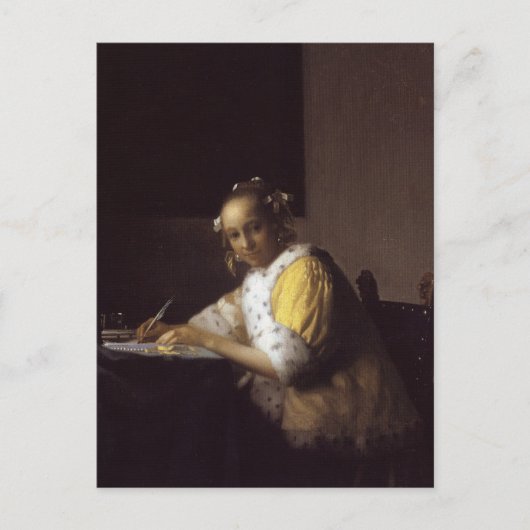 Een dame die schrijft briefkaart (Voorkant)