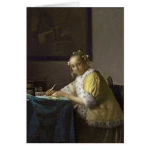 Een dame die schrijft, c. 1665 (olie op canvas)