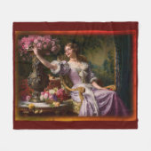 Een dame in een Lila dress met bloemen Fleece Deken (Voorkant (Horizontaal))