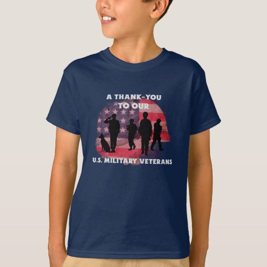 Een dank aan onze Amerikaanse militaire veteraan T-shirt (Voorkant)